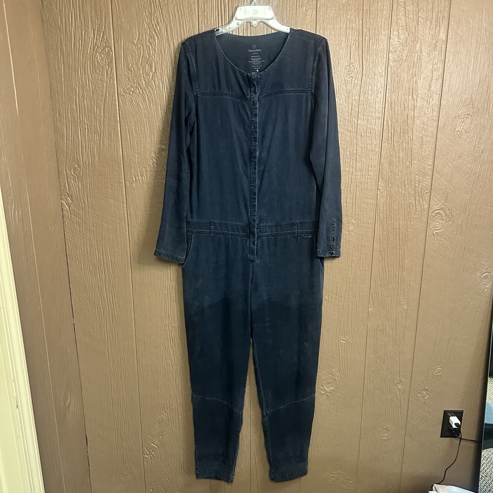 Swetty Betty Jamila Boiler Jumpsuit Tencel Sz L Relaxed Fit Pocketed Black
